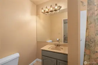 The second bathroom with walk-in shower