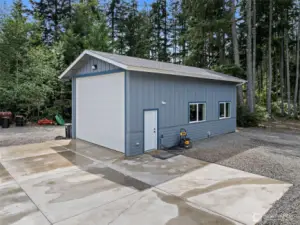 Detached shop/garage is 20x36, powered and plumbed for a bathroom.