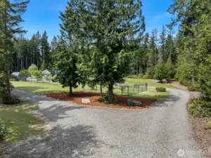 Large circular driveway, parked out acreage, single level home, detached shop/garage, orchard and more!!!