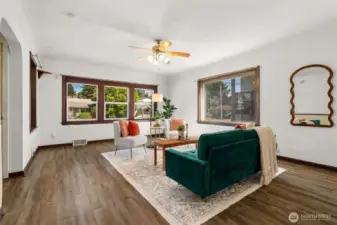 Welcome to your large living area, bright and spacious, and with those vintage details you love.