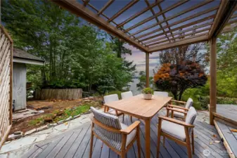 Staged virtual photo of the deck off the lower level!