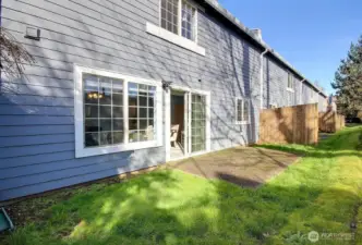 The level concrete pad is ideal for entertianing guests and barbeques.