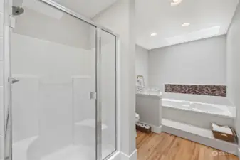 Walk in shower, huge linen closet, jetted tub and more