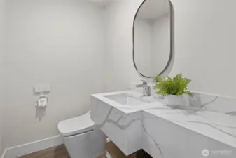 Powder room with heated floor & smart toilet w/ bidel