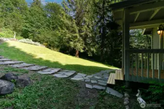 Flagstone steps to cabin