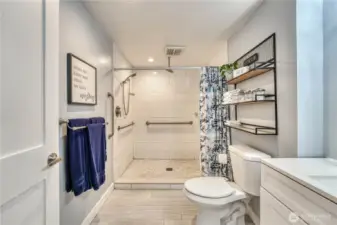 Main level 3/4 bath with an oversized shower!