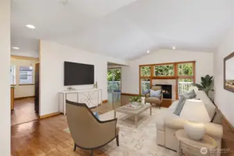 Living room shown with virtual staging