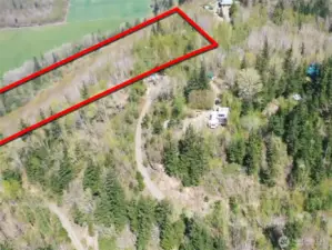 Overhead view with approximate boundaries in red.