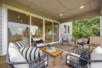 Covered deck on main level off dining.