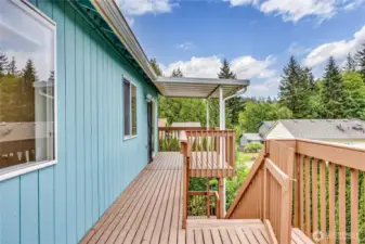 Back deck and stairs to yard.