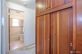 Built-in hallway closet and storage offer the perfect blend of convenience and functionality.