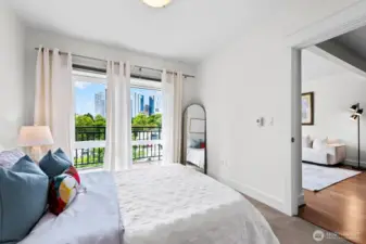 Big windows provide great light and city views.