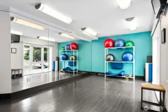 The yoga studio is located on floor 1, adjacent to the gym.