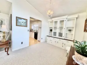 Space can be used as a dining room or family room.