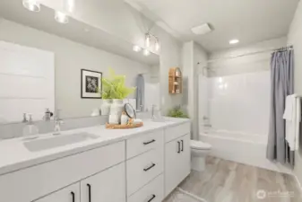 Full bath on upper level.