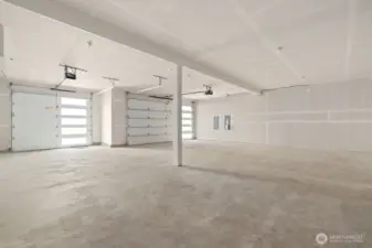 Spacious three car garage.