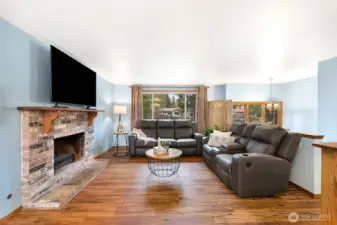 Bright living room with large south facing windows