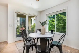 Dining area gets lots of natural light