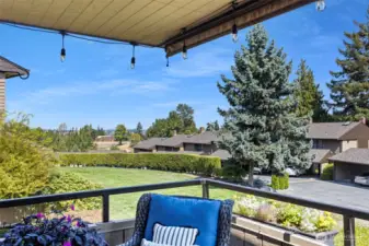 Gaze across the sprawling lawn toward the city and take in views of the Cascade Mountains.