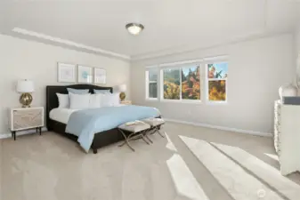 Spacious Primary BR ensuite with drop ceiling and french door