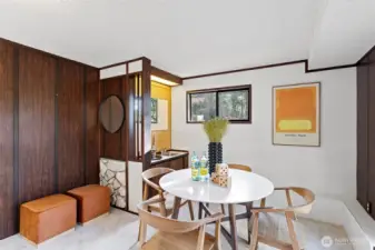A small wet bar makes entertaining in this fabulous rec room a snap!