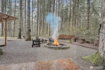 View of your firepit from your additional shed/guest bedroom.
