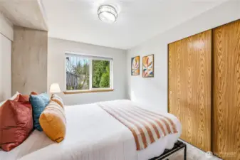 The 1st bedroom has a beautiful built in Murphy Bed.