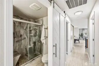 Fully upgraded walk in shower and bathroom.