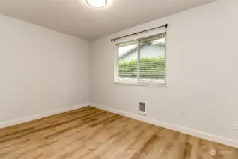 Bedroom with backyard view