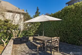 Spacious stone patio.