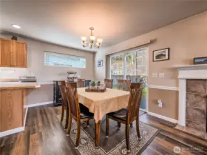 Dining area with slider to patio and back yard