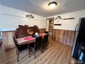 Big walk in pantry through the kitchen