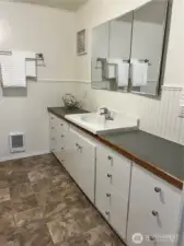 Main bath- Full bath. Lots of storage!