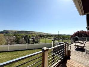 Deck Which Overlooks the River, Fenced Backyard, and Golf Course