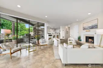 Floor to ceiling glass throughout the living areas bring in lots of light and wonderful vistas.