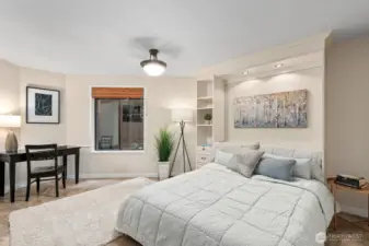 This room has plenty of space for a sitting area or study.