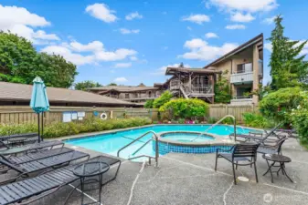Nice sized pool and hot tub.