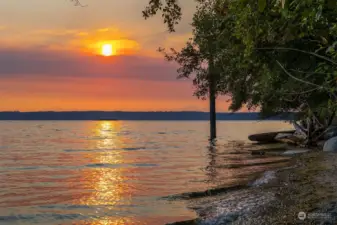 Unparalleled exposure towards Vashon Island and Olympic Mountains with spectacular sunset.