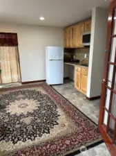Lock off area includes simple kitchen, living area, full bath and large bedroom with walk in closet. Separate entry door too.