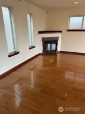 Gas fireplace in the bonus room