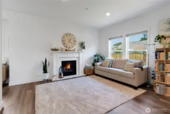 Cozy gas fireplace.