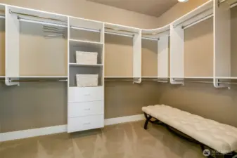 Walk-in closet at primary suite