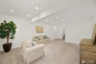 Recreation Room is perfect for a media room with recess TV Cable Managment panel in the wall.