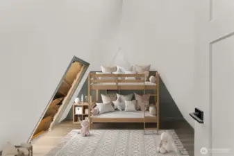 bedroom across from loft space