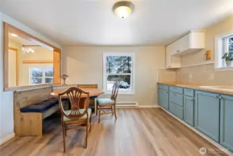 Custom kitchen with dining space for up to up to eight people