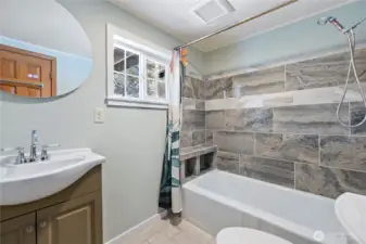 Window looks out to backyard