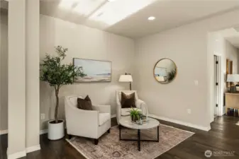 Cozy seating area would also be a great place for games, reading or just a secondary seating area for guests.