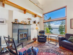 Wood fireplace with views to boot!