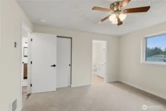 Primary Suite is fully painted, new carpet, & 3 Piece upgraded Primary Bath. Relaxing colors throughout this home.