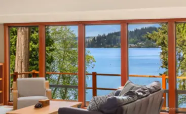 This picturesque retreat boasts views of Lake Sammamish.